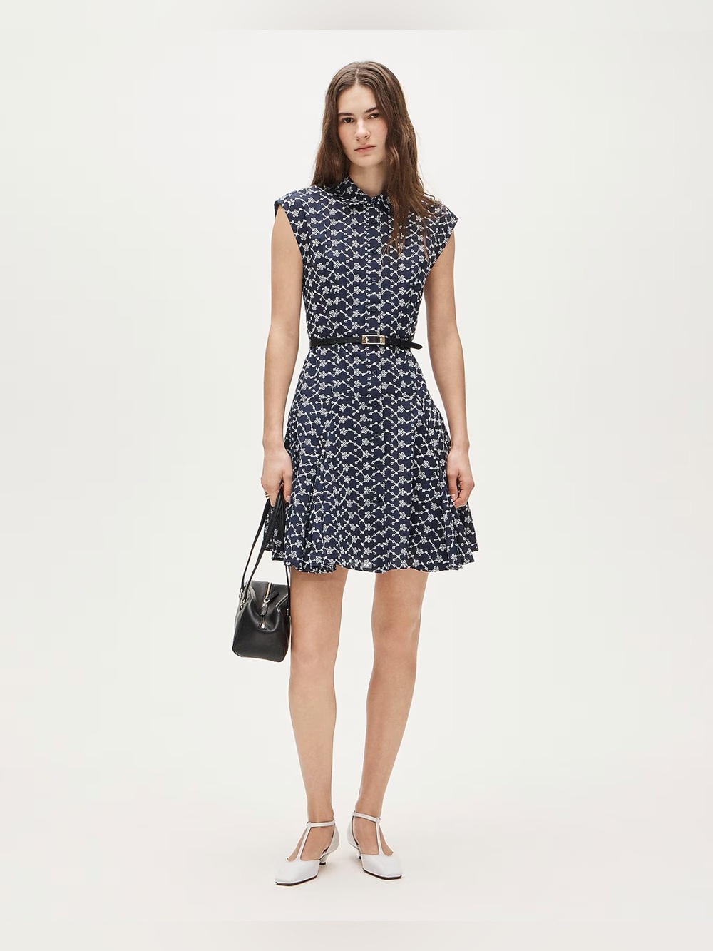 J.Crew Tall mini eyelet shirt-dress white on blue eyelet